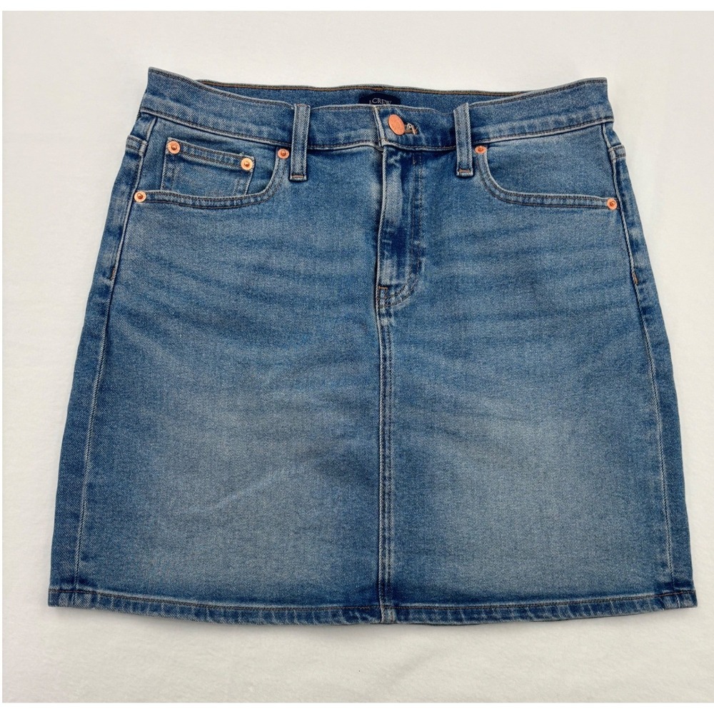 J.Crew Denim Mini Skirt Womens Size 4 Blue CH395 Casual High Rise Stretch Mini - Picture 2 of 9